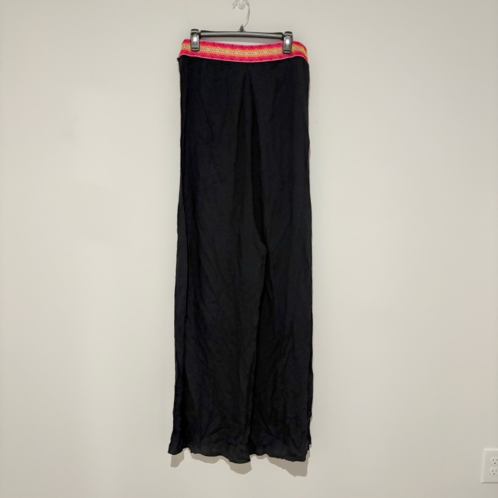 RusttyDustty Aztec trim strapless wide leg jumpsuit black size medium